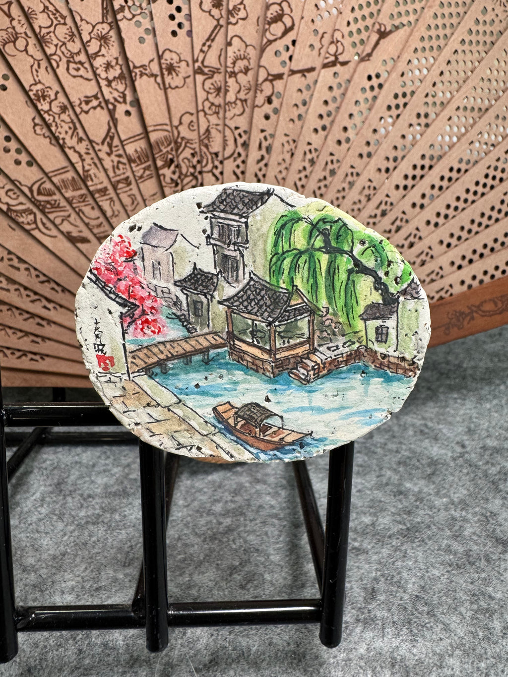 Traditional Boat in a Jiangnan Water Town – Original Miniature Clay Art