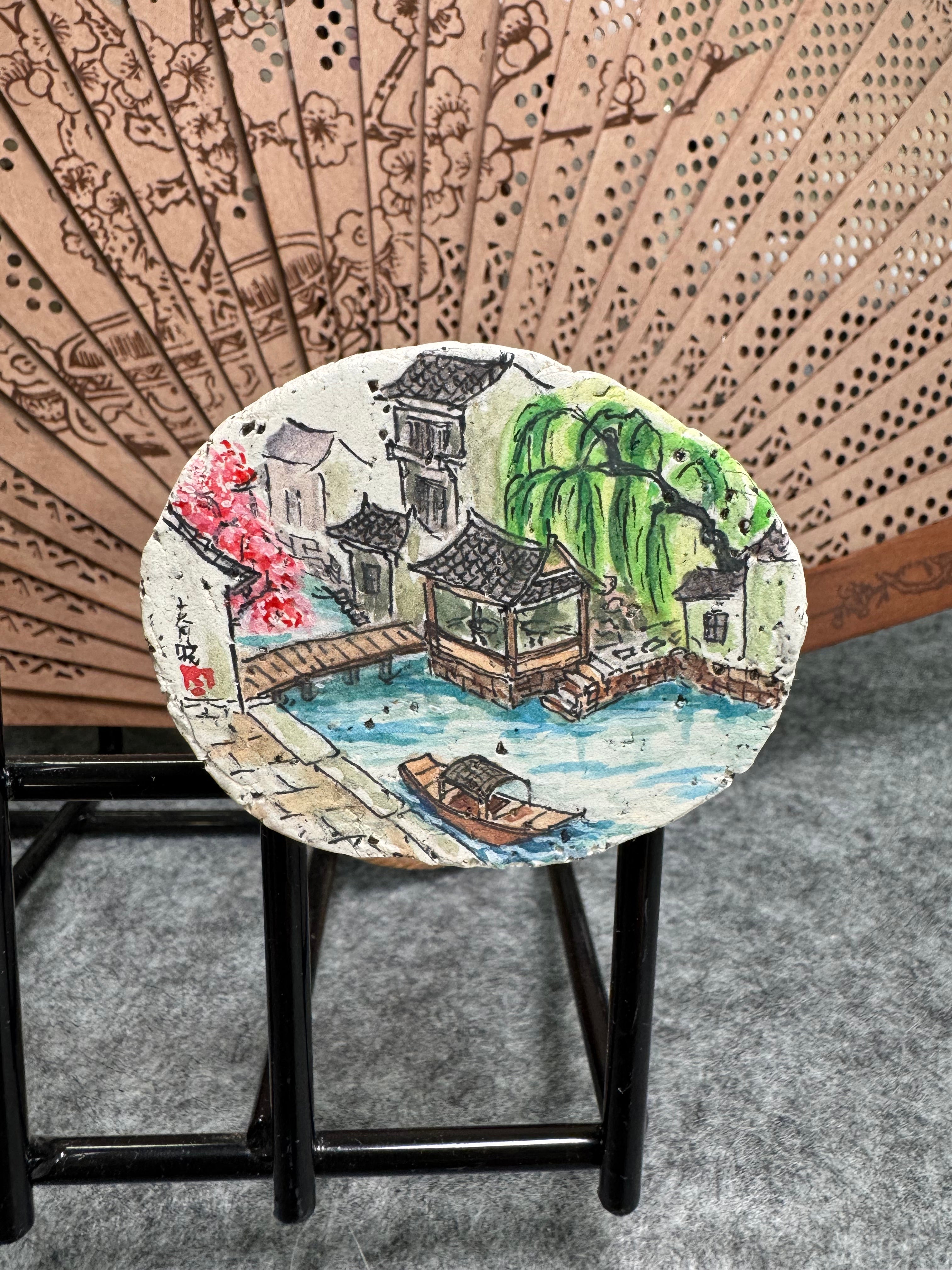 Traditional Boat in a Jiangnan Water Town – Original Miniature Clay Art