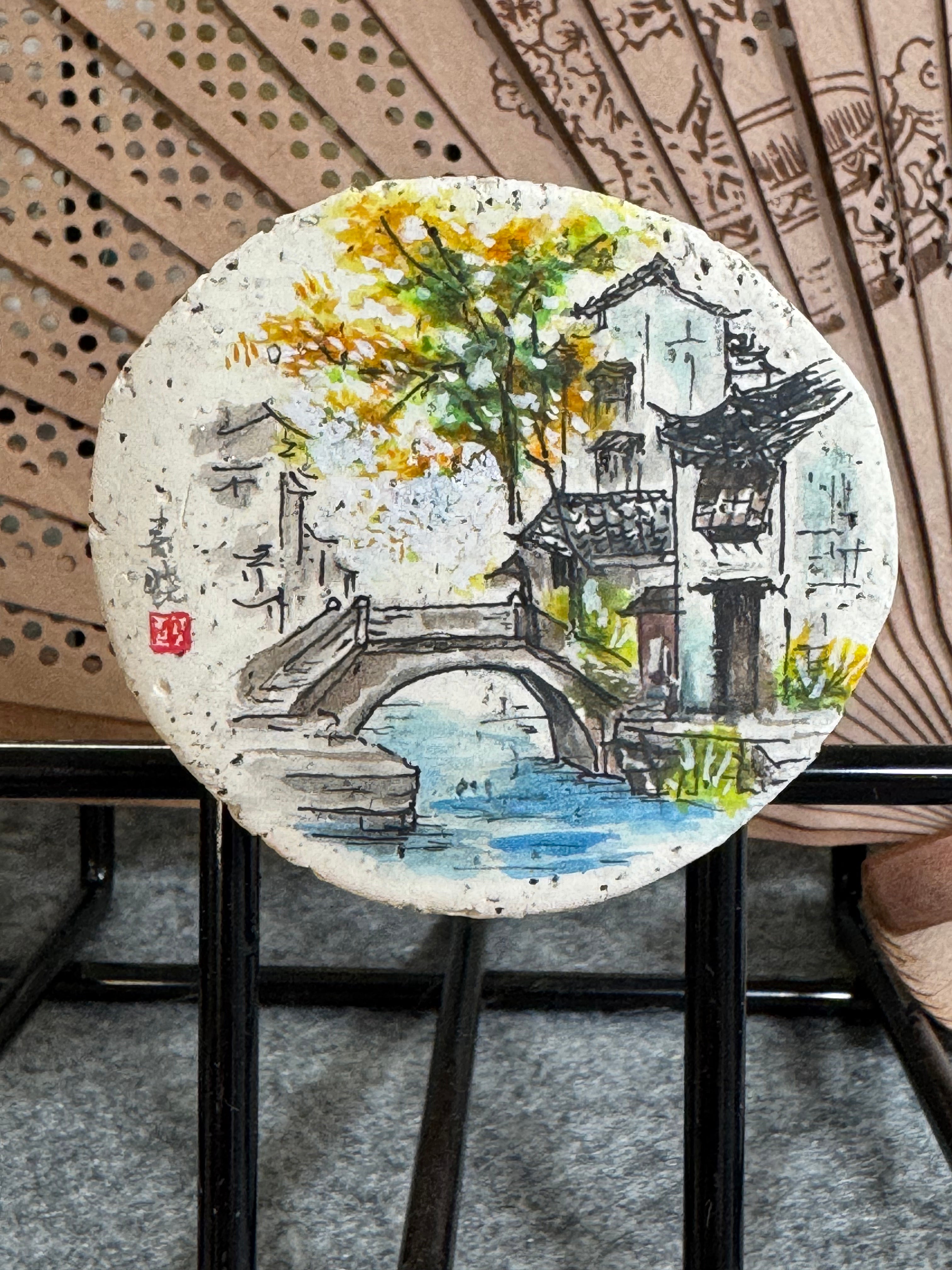 Stone Bridge in a Jiangnan Water Town – Original Miniature Clay Art