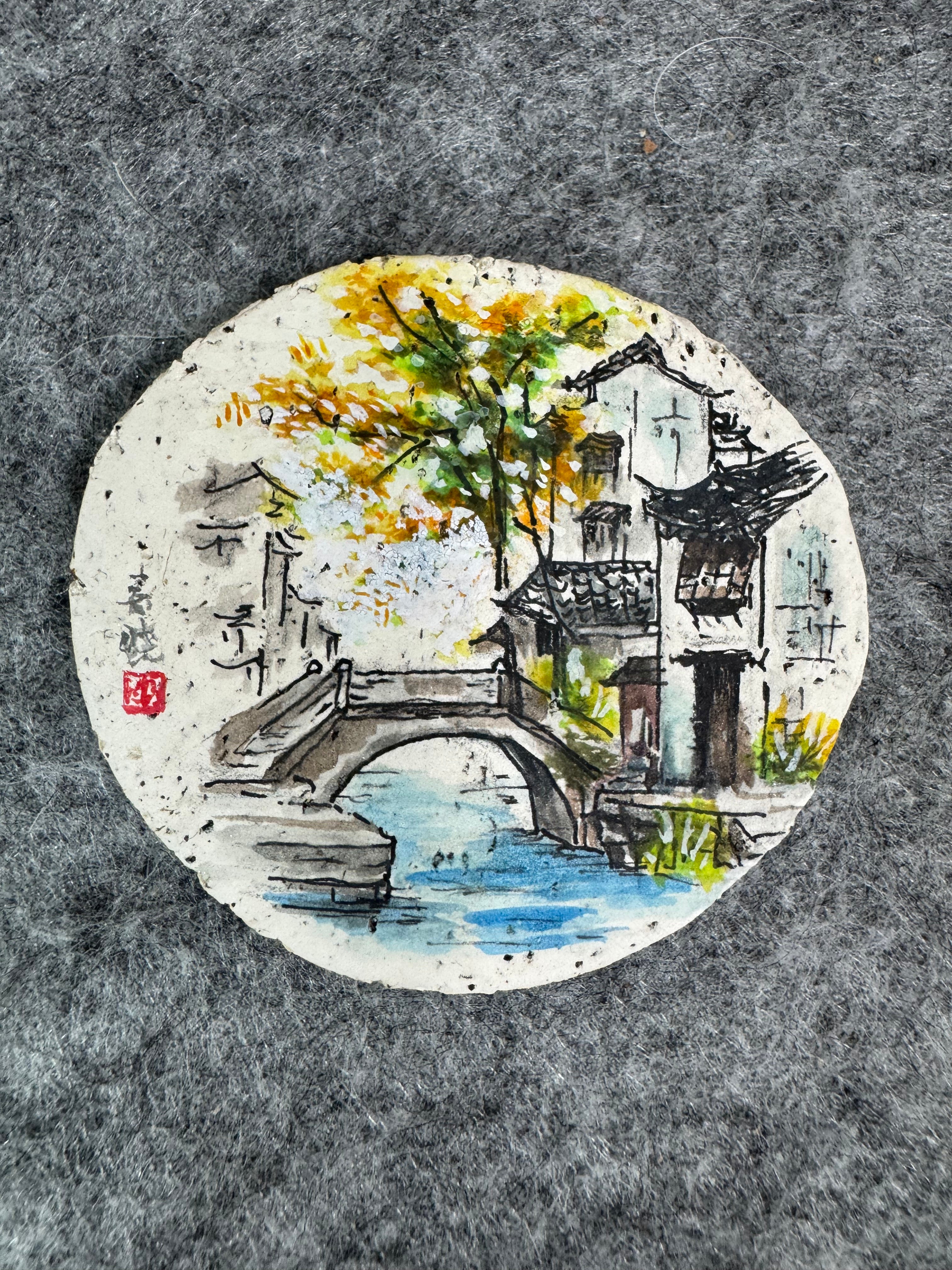 Stone Bridge in a Jiangnan Water Town – Original Miniature Clay Art