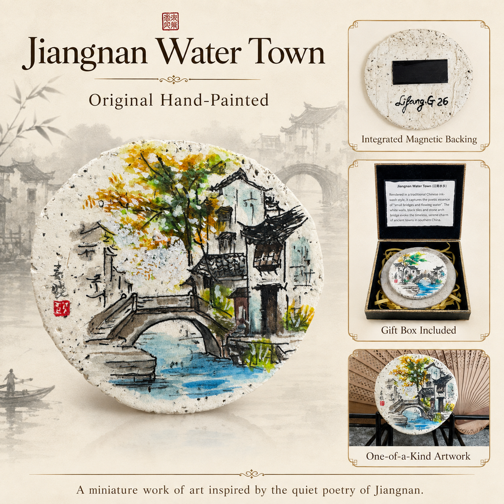 Stone Bridge in a Jiangnan Water Town – Original Miniature Clay Art