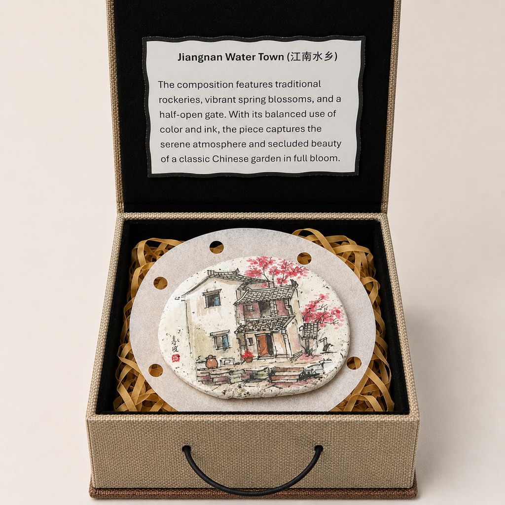 Jiangnan Water Town Collection – Hand-Painted Stone Art