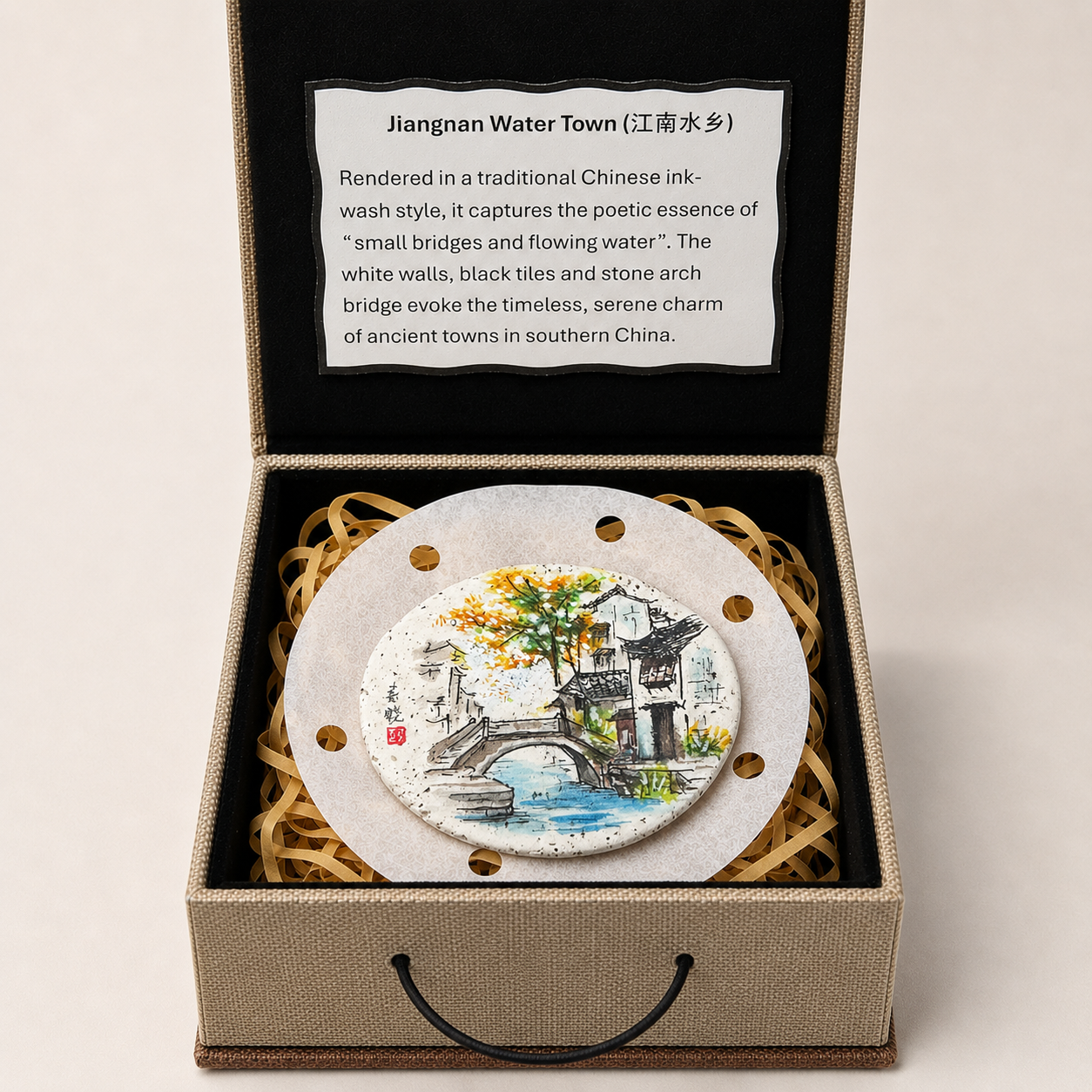 Jiangnan Water Town Collection – Hand-Painted Stone Art