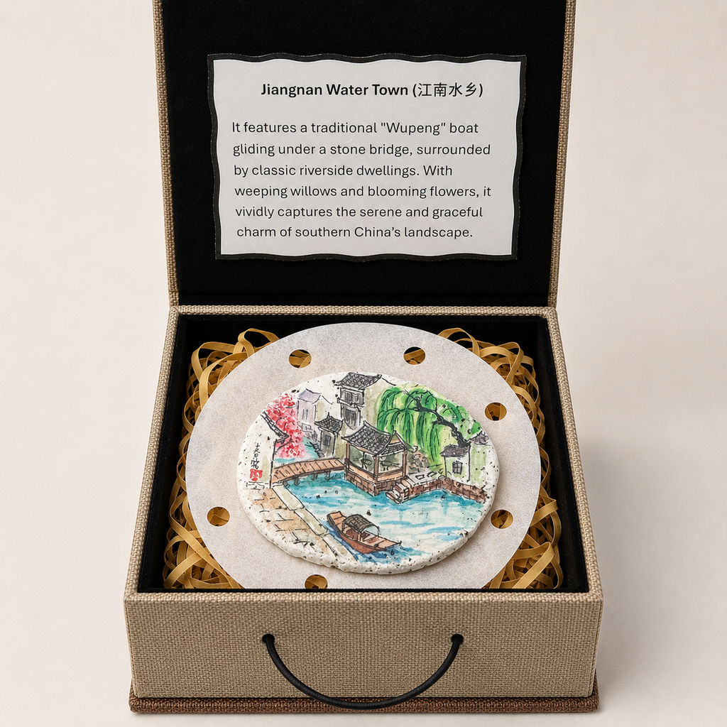 Jiangnan Water Town Collection – Hand-Painted Stone Art
