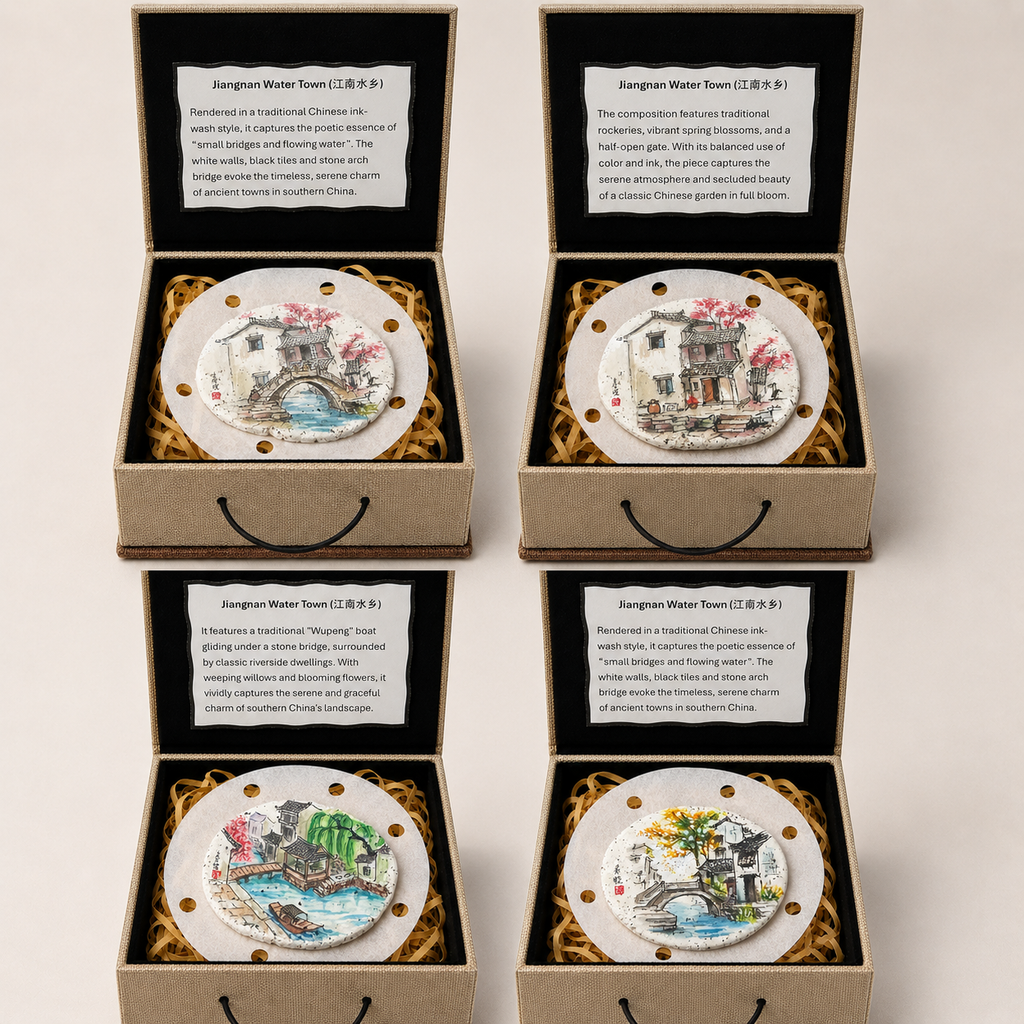 Jiangnan Water Town Collection – Hand-Painted Stone Art