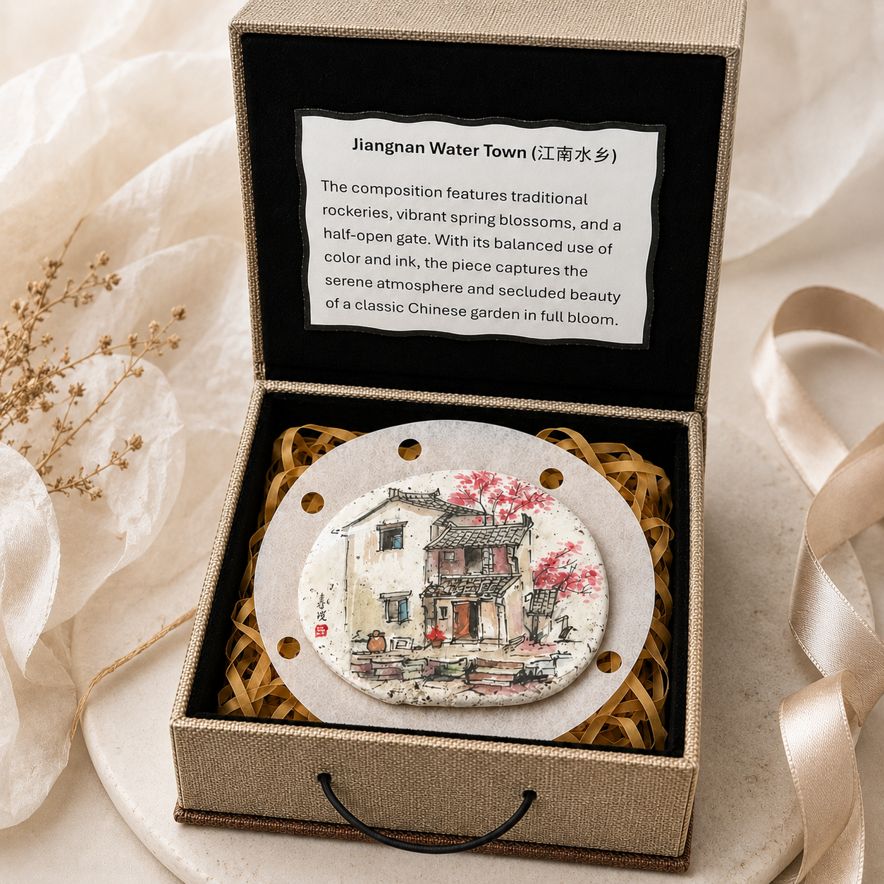 Jiangnan Water Town Collection – Hand-Painted Stone Art