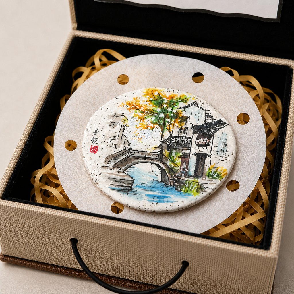 Jiangnan Water Town Collection – Hand-Painted Stone Art