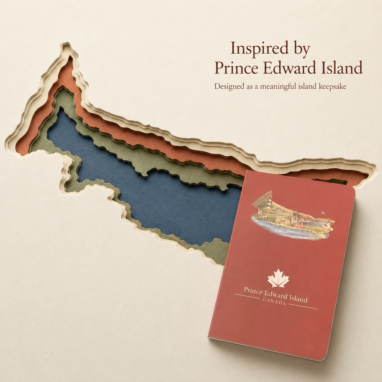 Prince Edward Island Layered Art Notebook – Handmade Paper Cut Design