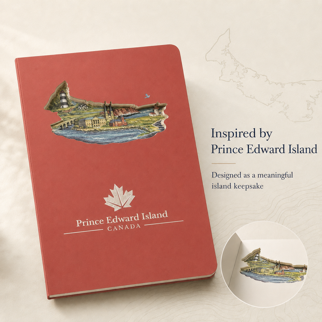 Prince Edward Island Layered Art Notebook – Handmade Paper Cut Design