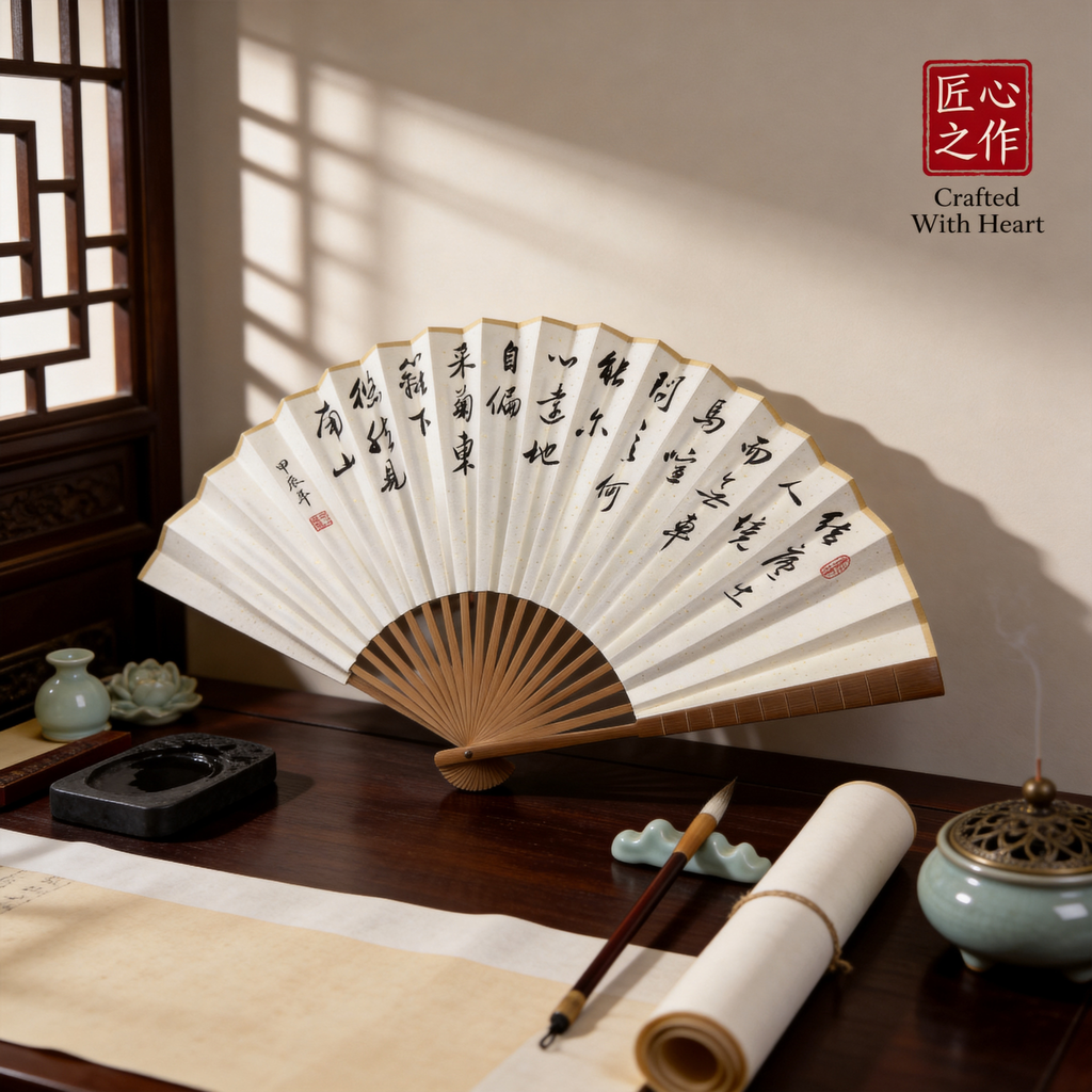 Original Chinese Calligraphy Folding Fan | Handmade Art Gift