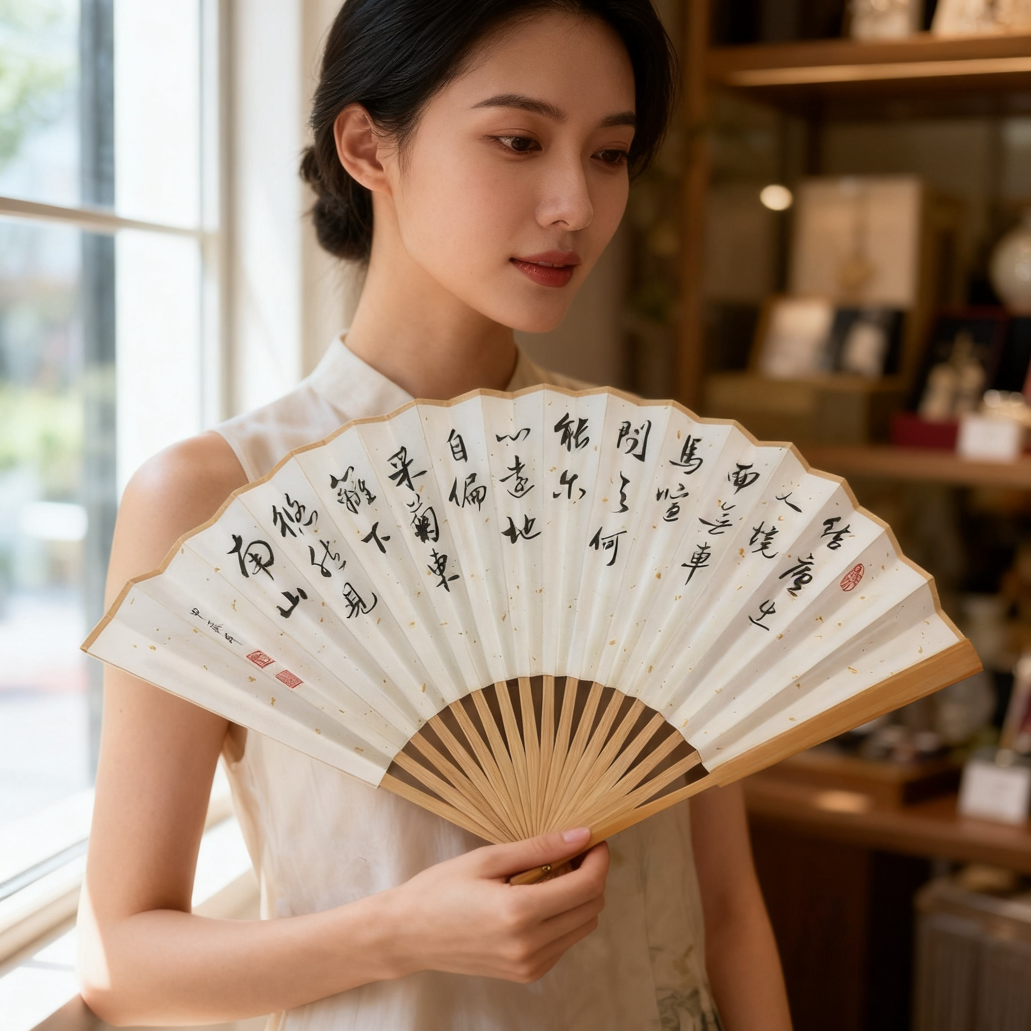 Original Chinese Calligraphy Folding Fan | Handmade Art Gift