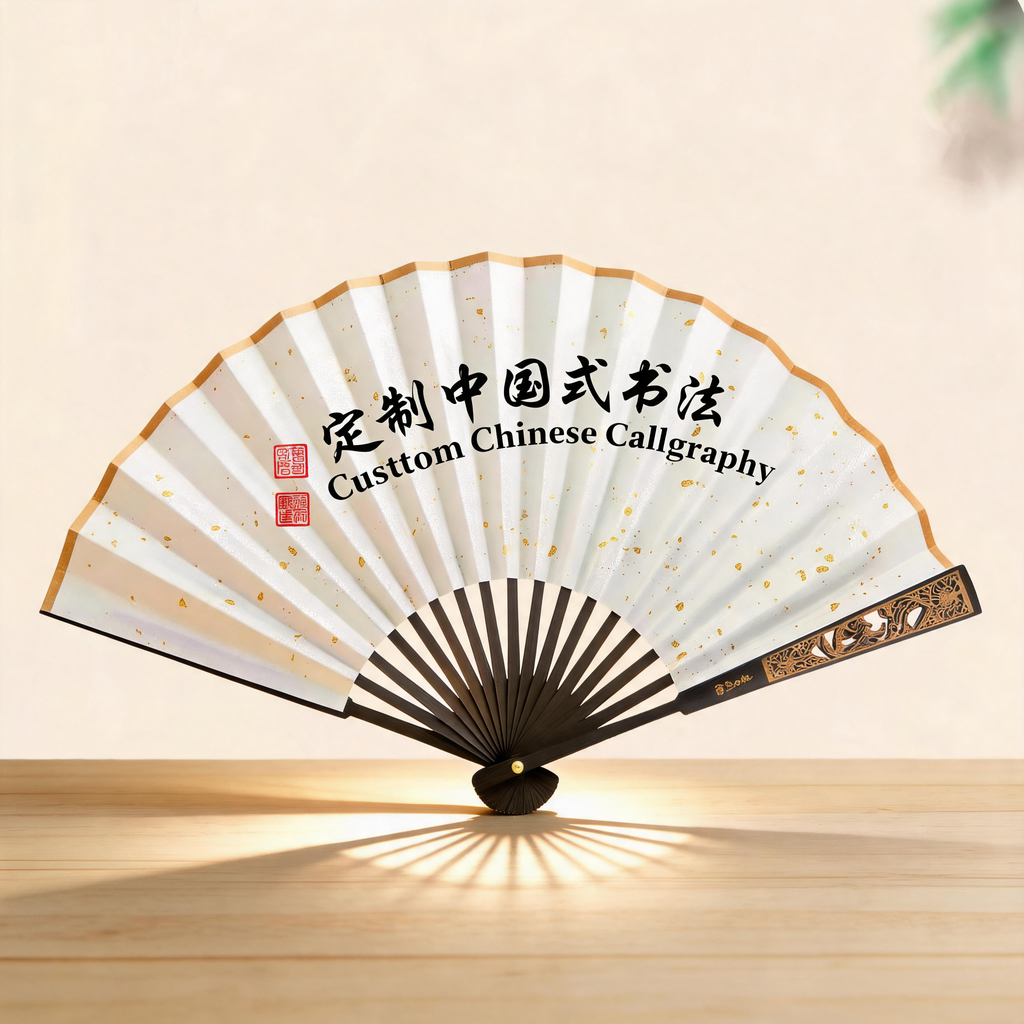 Personalized Chinese Calligraphy Folding Fan | Handmade Custom Fan