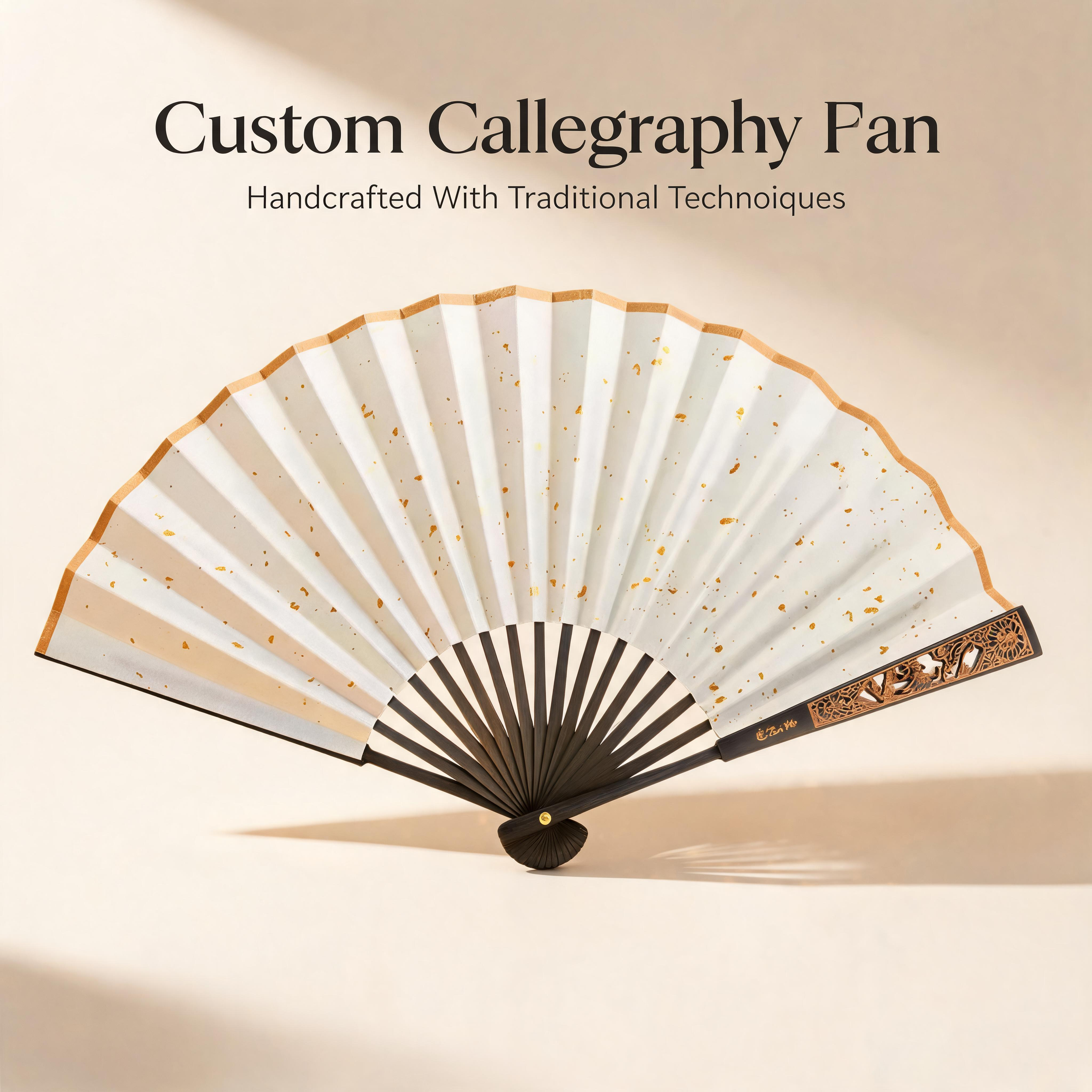 Personalized Chinese Calligraphy Folding Fan | Handmade Custom Fan